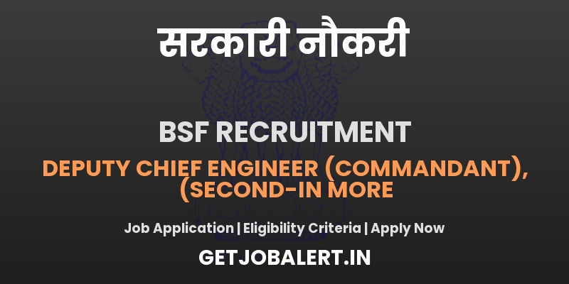BSF Recruitment 2025 - Apply Offline for 9 Deputy Chief Engineer, More Posts Before November 30