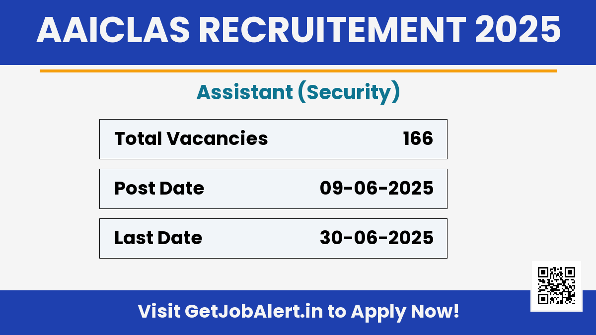AAICLAS Assistant Recruitment 2025 - Apply Online for 166 Posts Before June 30