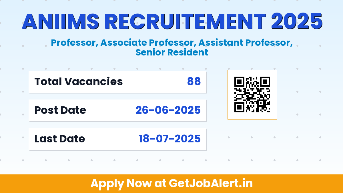 ANIIMS Faculty and Senior Resident Recruitment 2025 - Apply Offline for 88 Posts