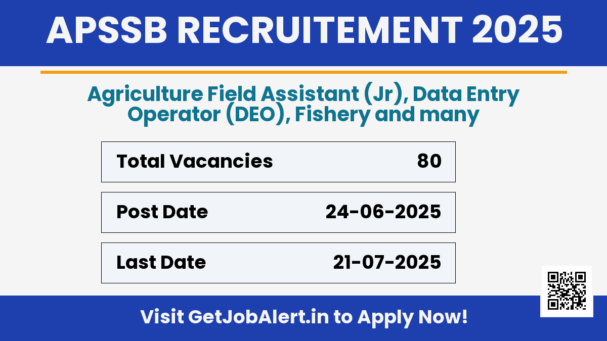 APSSB DEO, LDC and Other Recruitment 2025 - Apply Online for 80 Posts