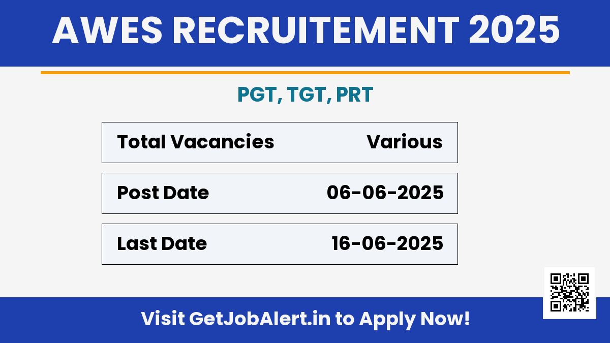 AWES PGT, TGT, PRT and Other Recruitment 2025 - Apply Online