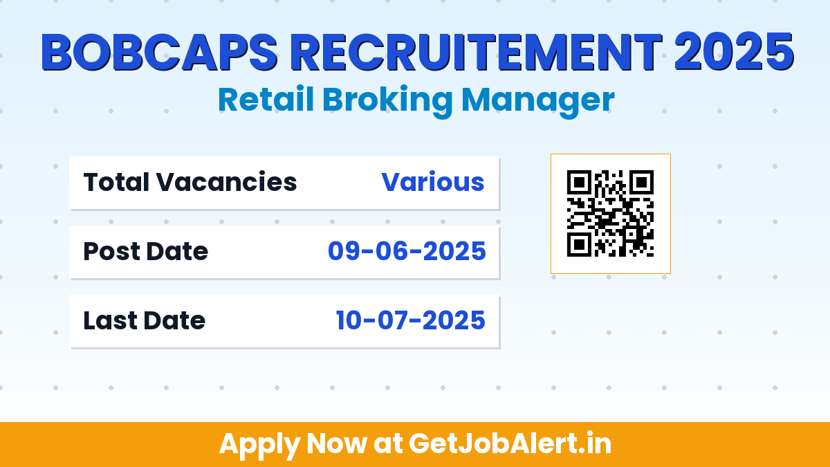 BOBCAPS Retail Broking Manager Recruitment 2025 - Apply Offline