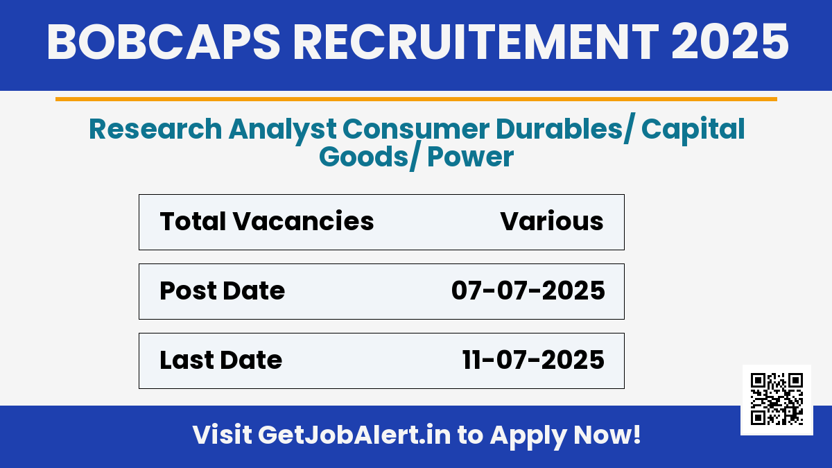 BOBCAPS Research Analyst Recruitment 2025 - Apply Offline