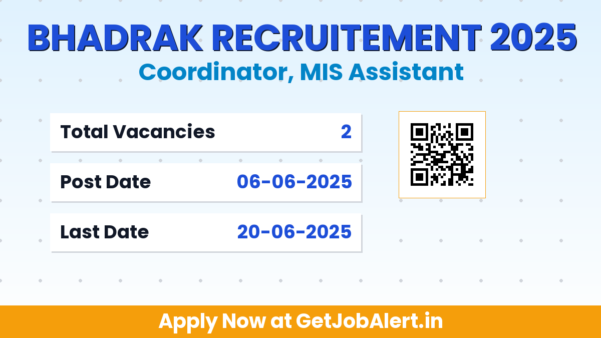 Bhadrak District Coordinator, MIS Assistant Recruitment 2025 - Apply Offline for 02 Posts