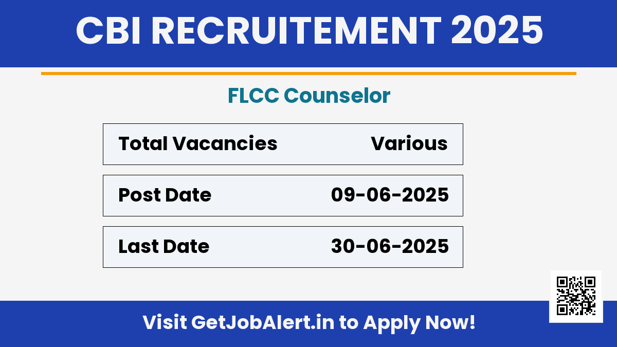 Central Bank of India FLCC Counselor Recruitment 2025 - Apply Offline