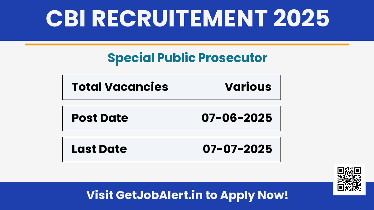 CBI Special Public Prosecutor Recruitment 2025 - Apply Online