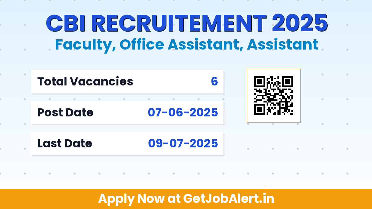 Central Bank of India Recruitment 2025 - Apply Offline for 06 Faculty, Office assistant and Other Posts