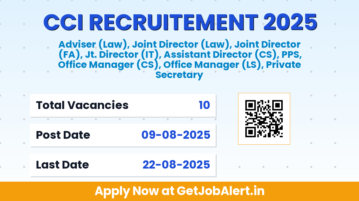 CCI Recruitment 2025 - Apply Offline for 10 Adviser, Office Manager and Other Posts