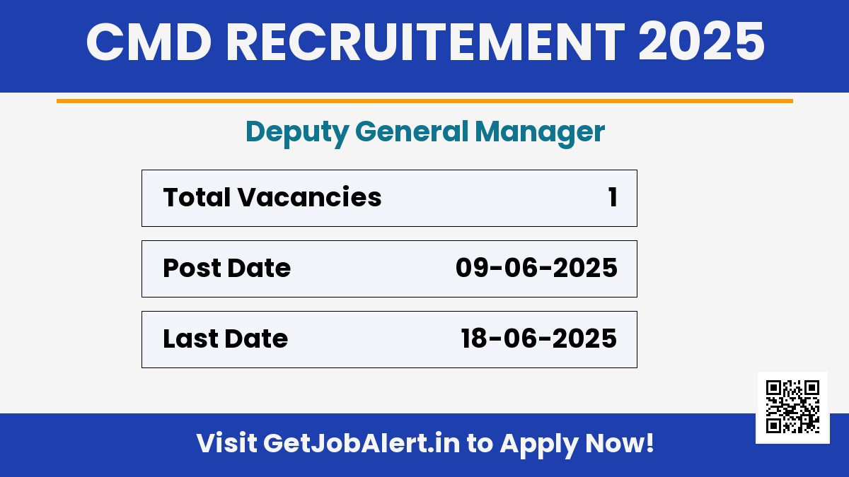 CMD Kerala Deputy General Manager Recruitment 2025 - Apply Online for 01 Posts