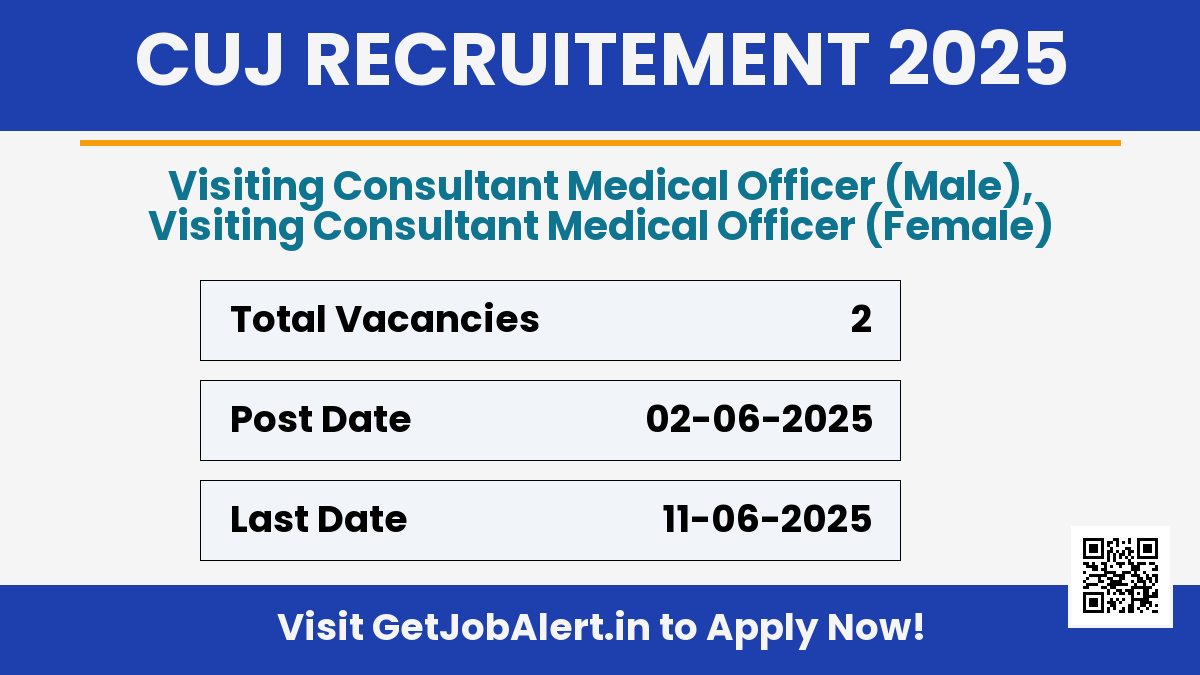 Central University of Jharkhand Recruitment 2025 - Apply Online for 02 Visiting Consultant Medical Officer Posts