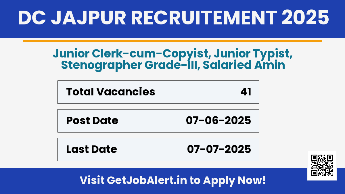 District Court Jajpur Recruitment 2025 - Apply Offline for 41 Junior Clerk, Typist and Other Posts