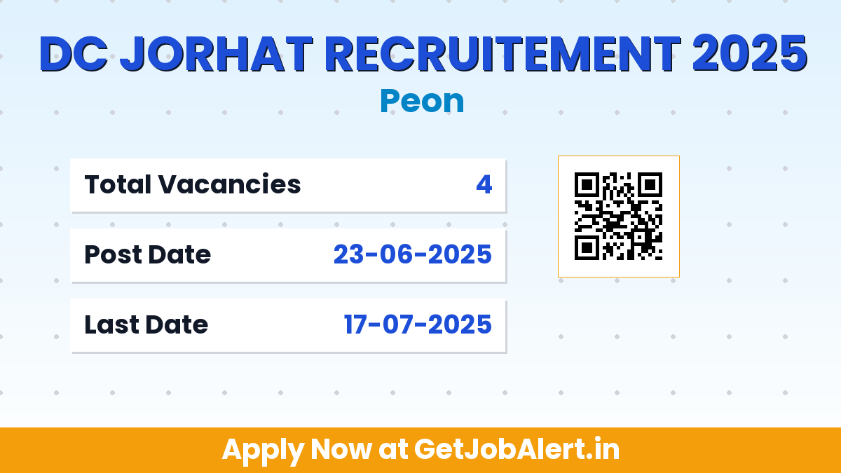 District Court Jorhat Peon Recruitment 2025 - Apply Offline for 04 Posts
