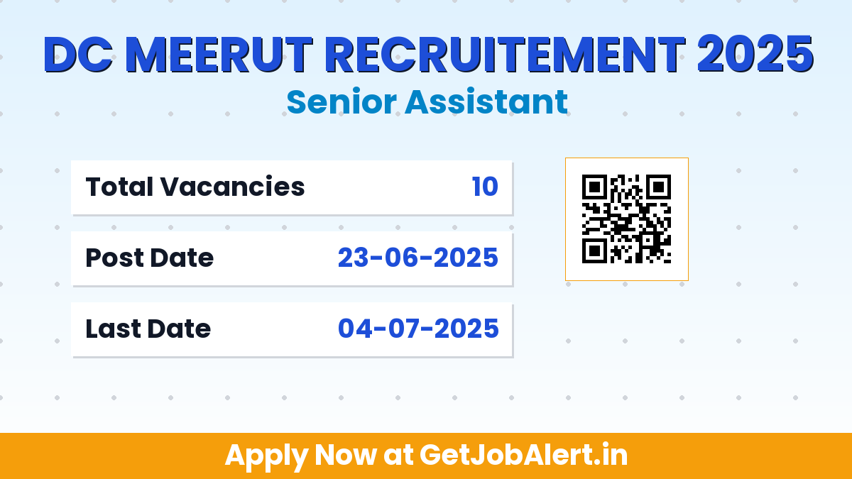 District Court Meerut Senior Assistant Recruitment 2025 - Apply Offline for 10 Posts