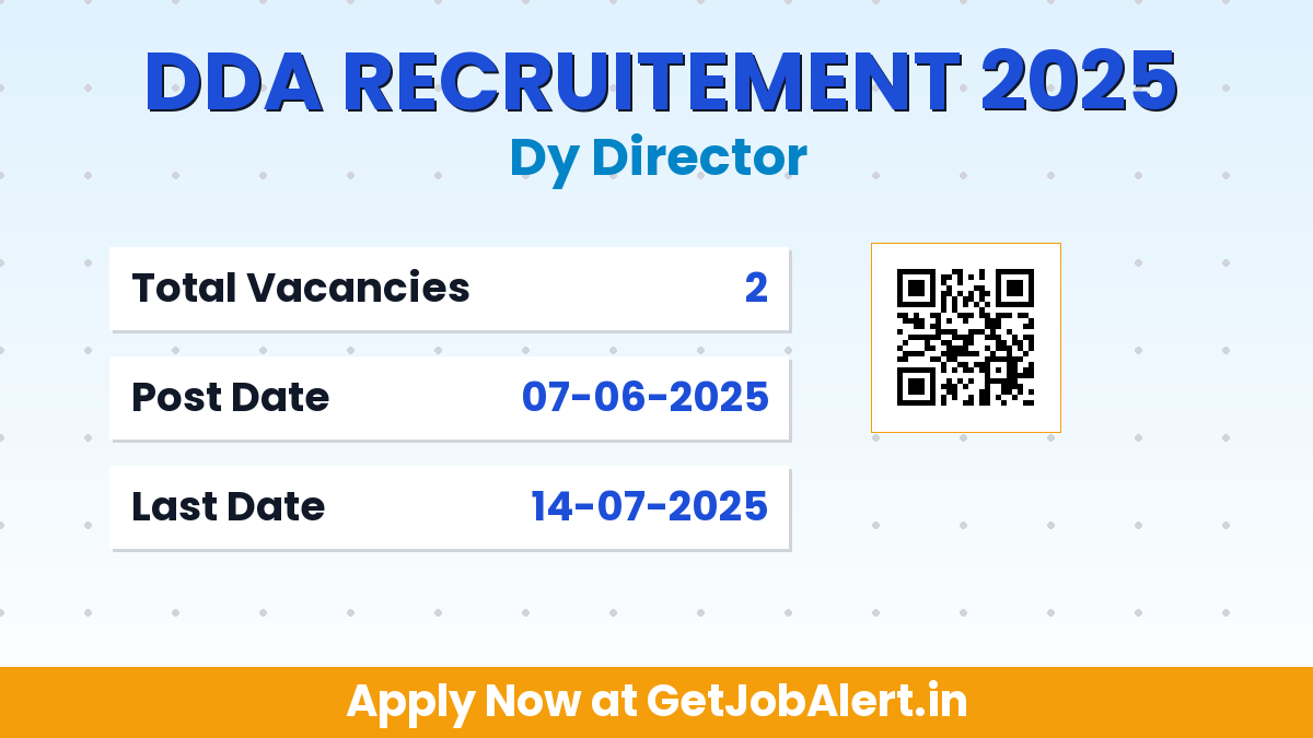 DDA Dy Director Recruitment 2025 - Apply Offline for 02 Posts