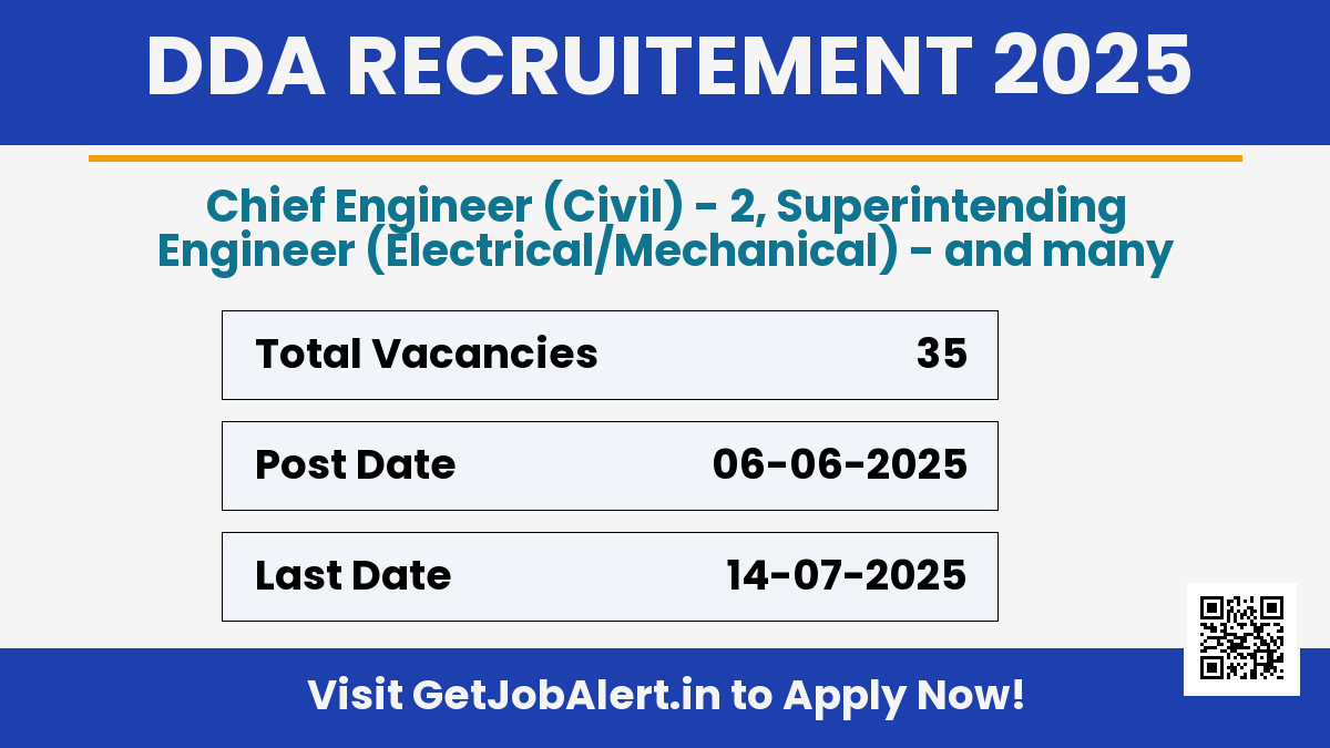 DDA Recruitment 2025 - Apply Offline for 35 Chief Engineer, Executive Engineer and More Posts