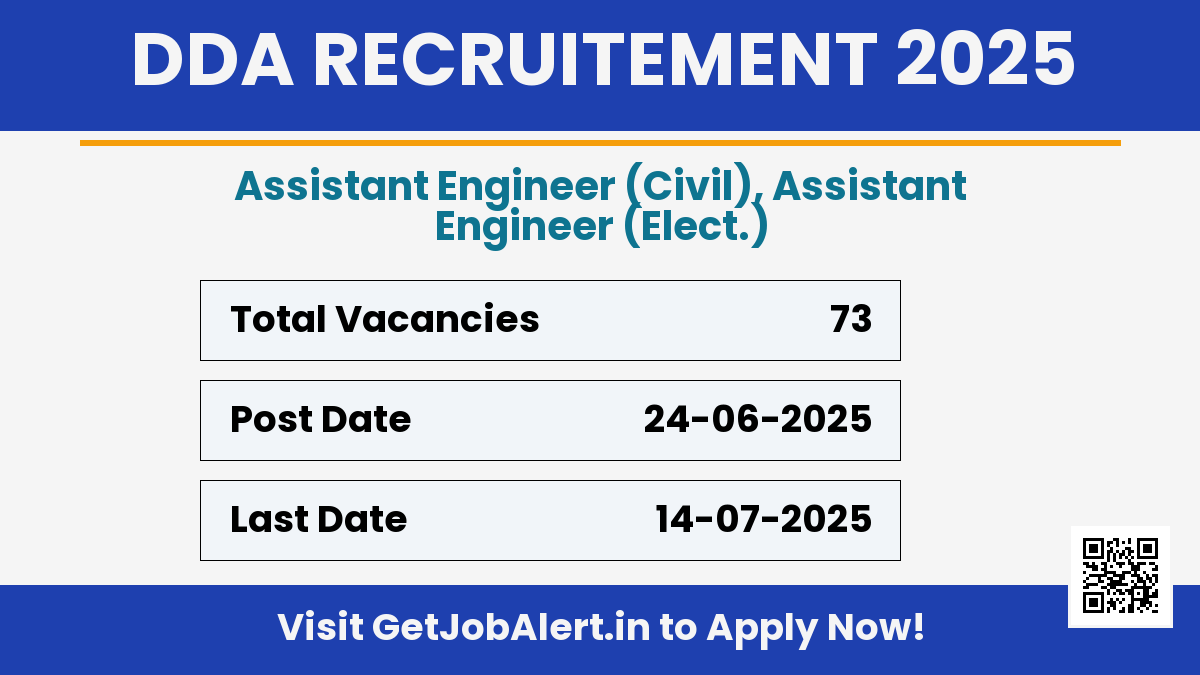 DDA Consultants Recruitment 2025 - Apply Offline for 73 Assistant Engineer Posts