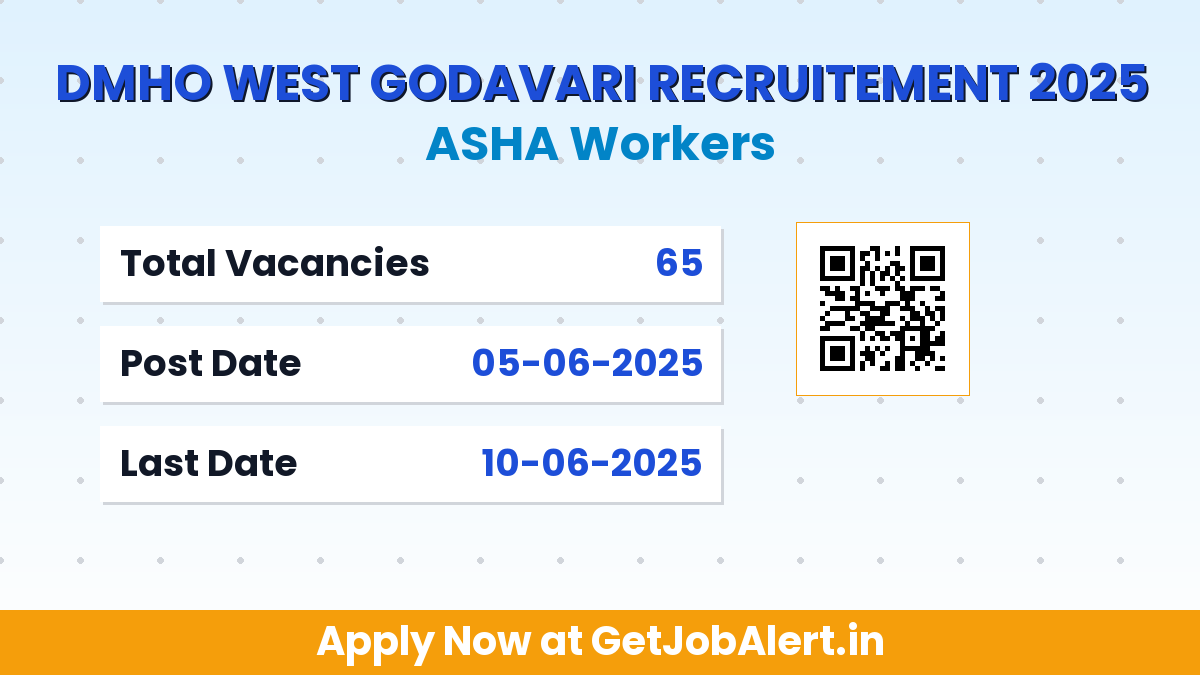 DMHO West Godavari ASHA Workers Recruitment 2025 - Apply Offline for 65 Posts