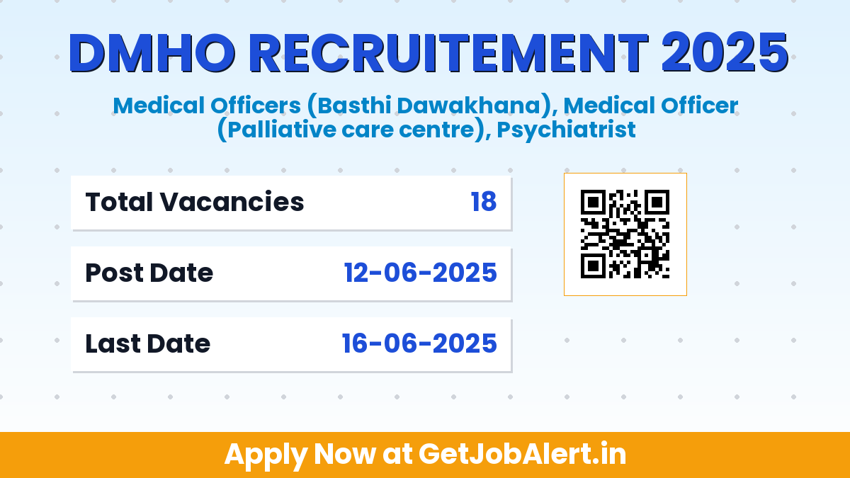 DMHO Hyderabad Recruitment 2025 - Apply Offline for 18 Medical Officers, Psychiatrist Before June 16