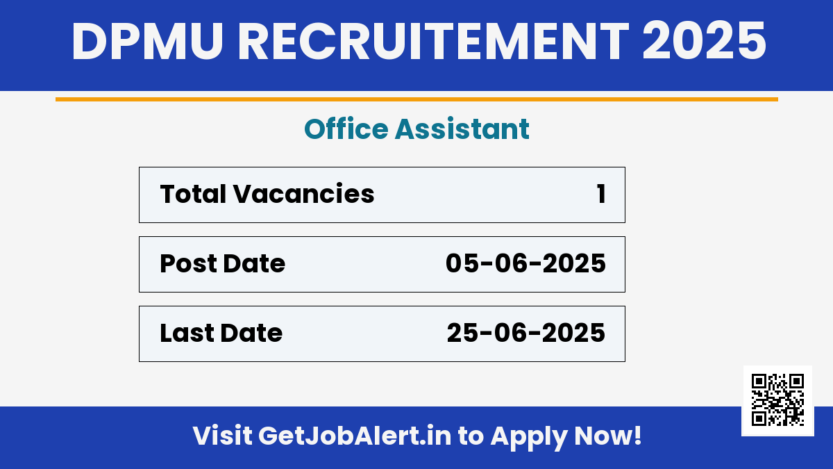 DPMU Jajpur Office Assistant Recruitment 2025 - Apply Offline for 01 Posts
