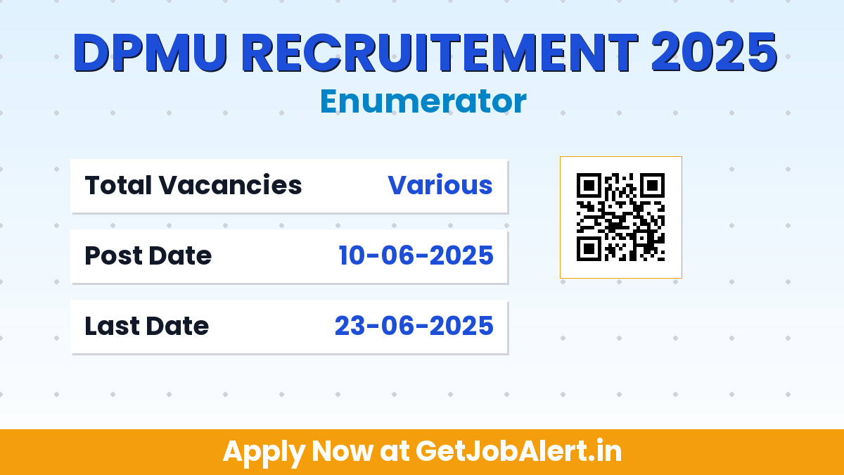 DPMU Ganjam Enumerator Recruitment 2025 - Apply Offline