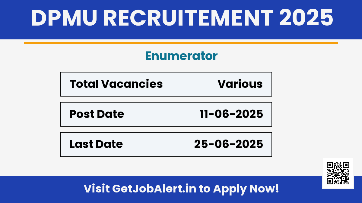 DPMU Jharsuguda Enumerator Recruitment 2025 - Apply Offline for 15 Posts