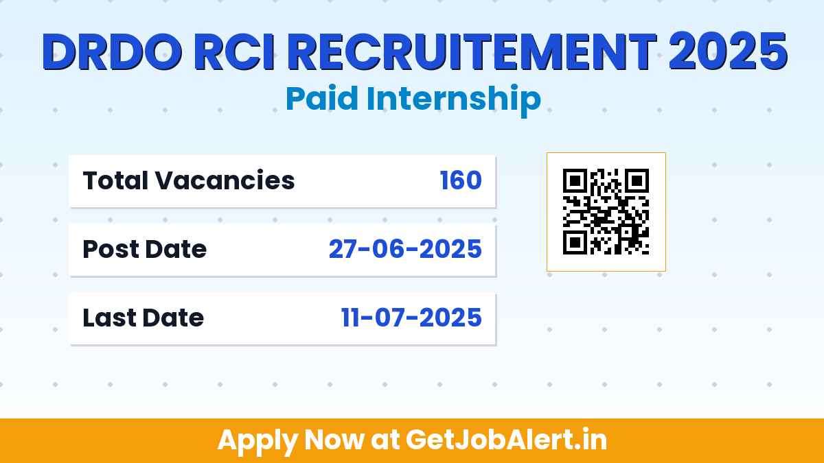 DRDO RCI Paid Internship 2025 - Apply Offline for 160 Posts
