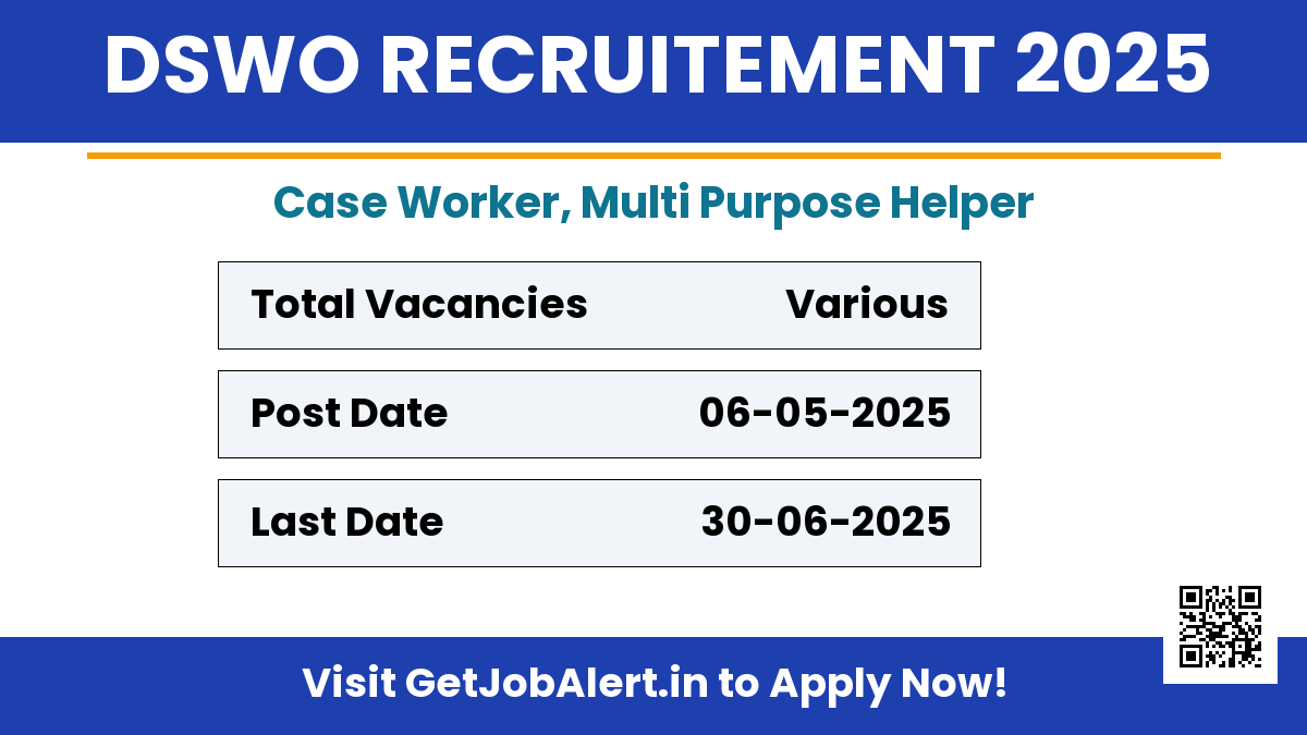 DSWO Coimbatore Case Worker, Multi Purpose Helper Recruitment 2025 - Apply Offline