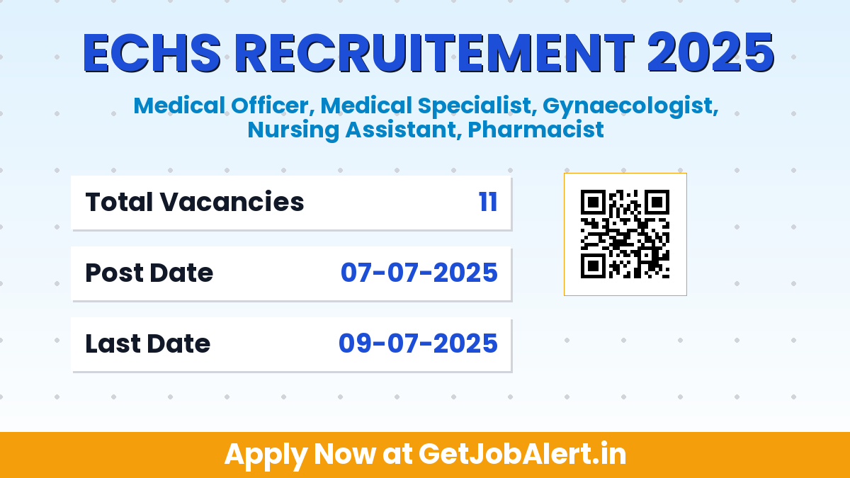 ECHS Recruitment 2025 - Apply Offline for 11 Medical Officer, Pharmacist and More Posts