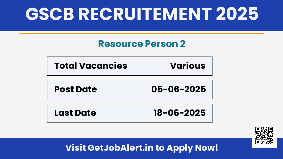 GSCB Resource Person 2 Recruitment 2025 - Apply Offline