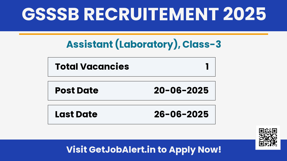 GSSSB Assistant Recruitment 2025 - Apply Online for 01 Posts