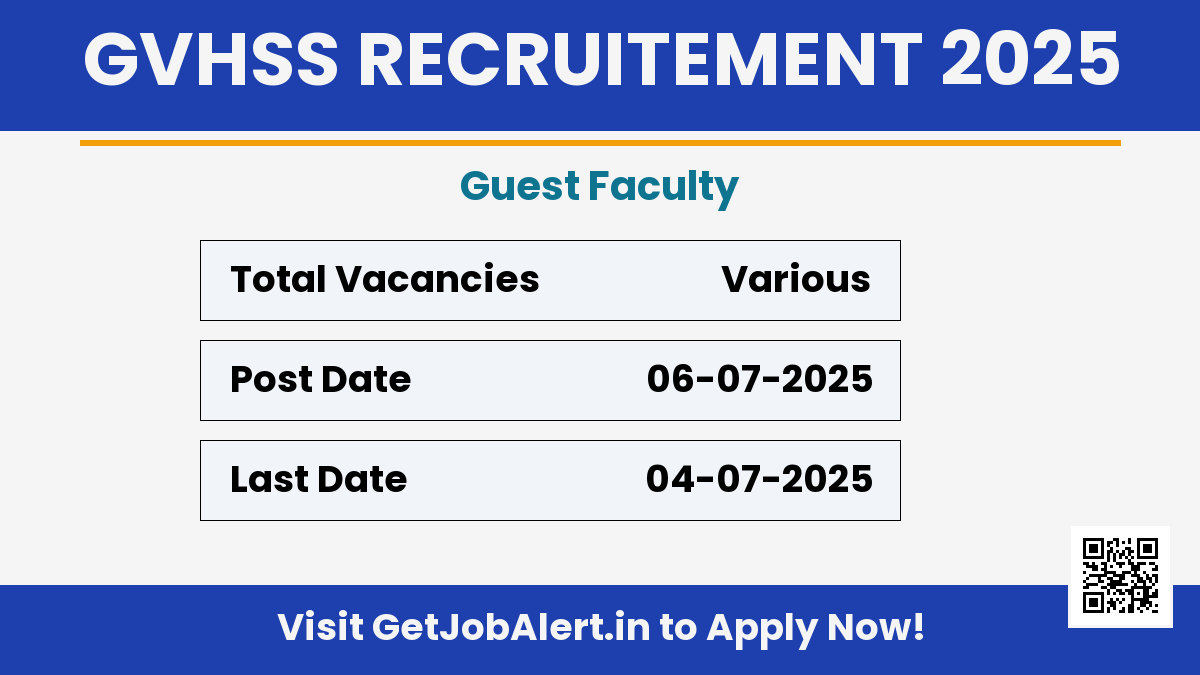 GVHSS Jarasingha Guest Faculty Recruitment 2025 - Walk in for Post Graduates