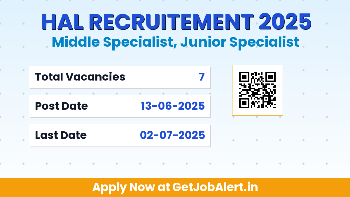 HAL Specialist Recruitment 2025 - Apply Online for 7 Posts Before July 02