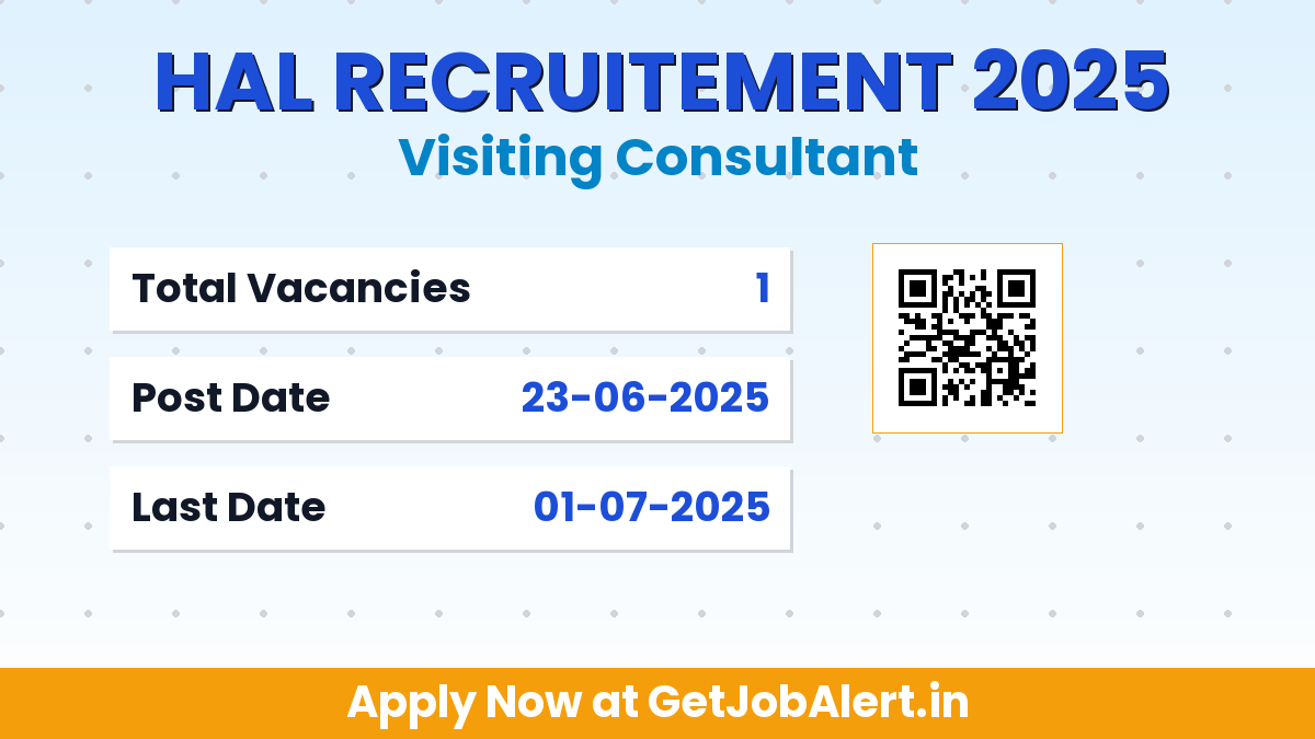 HAL Visiting Consultant Recruitment 2025 - Apply Offline for 01 Posts