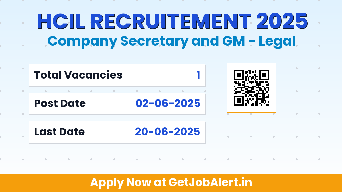 HCIL Company Secretary and GM Recruitment 2025 - Apply Offline for 01 Posts