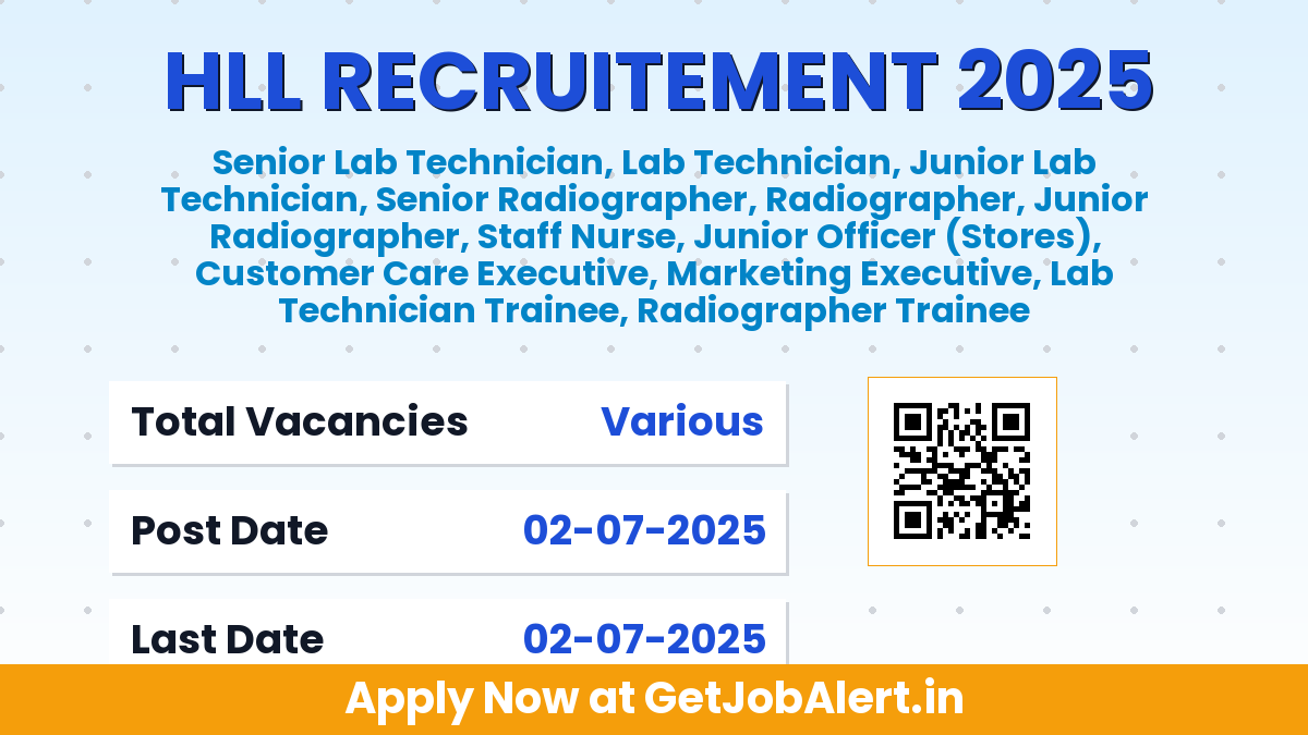 HLL (Lifecare) Recruitment 2025 - Apply Online for Various Posts