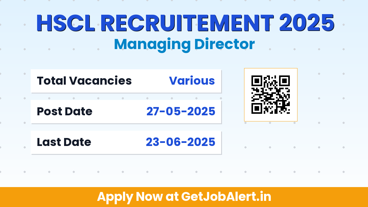 HSCL Managing Director Recruitment 2025 - Apply Online