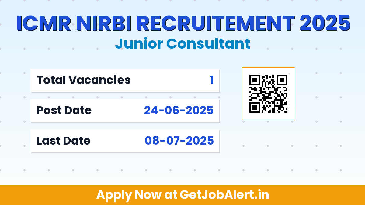 ICMR NIRBI Junior Consultant Recruitment 2025 - Walk in for 01 Posts