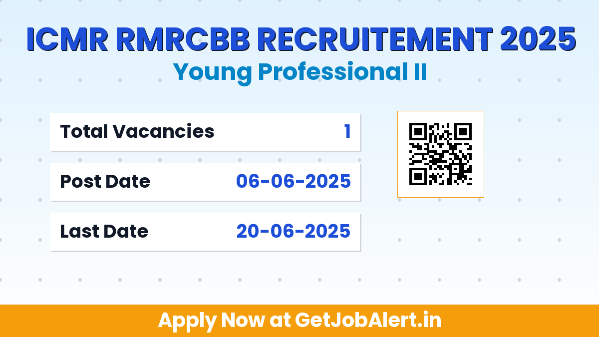 ICMR RMRCBB Young Professional II Recruitment 2025 - Walkin for 01 Posts