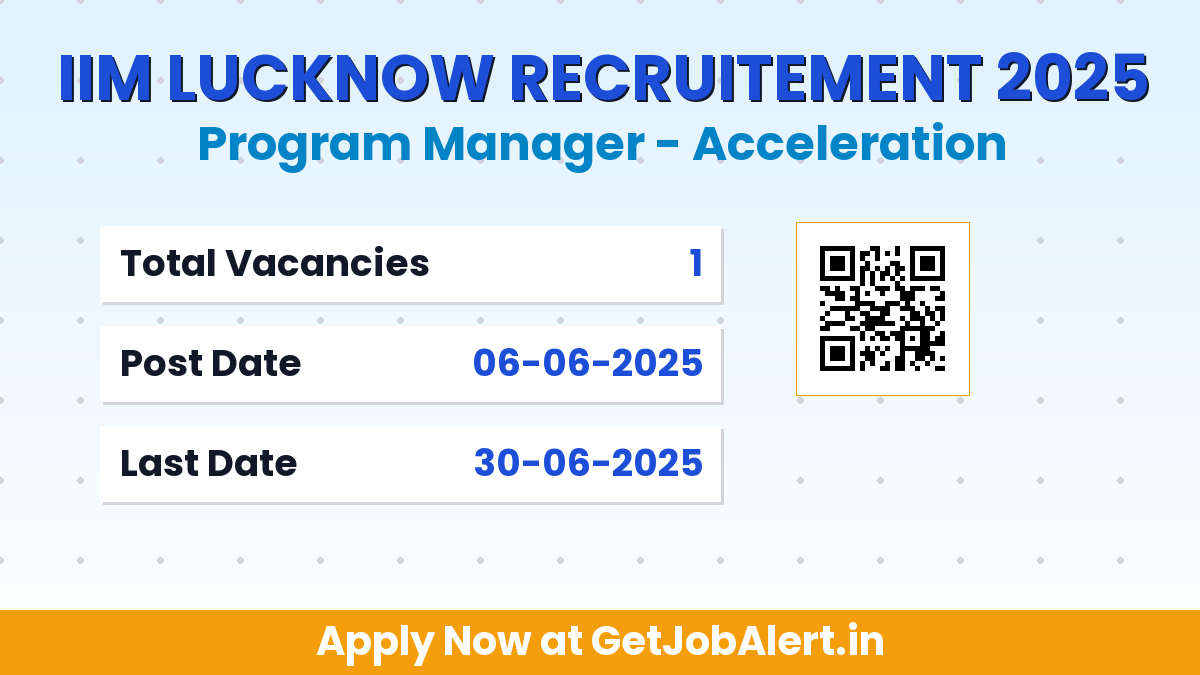 IIM Lucknow Program Manager Recruitment 2025 - Apply Online for 01 Posts