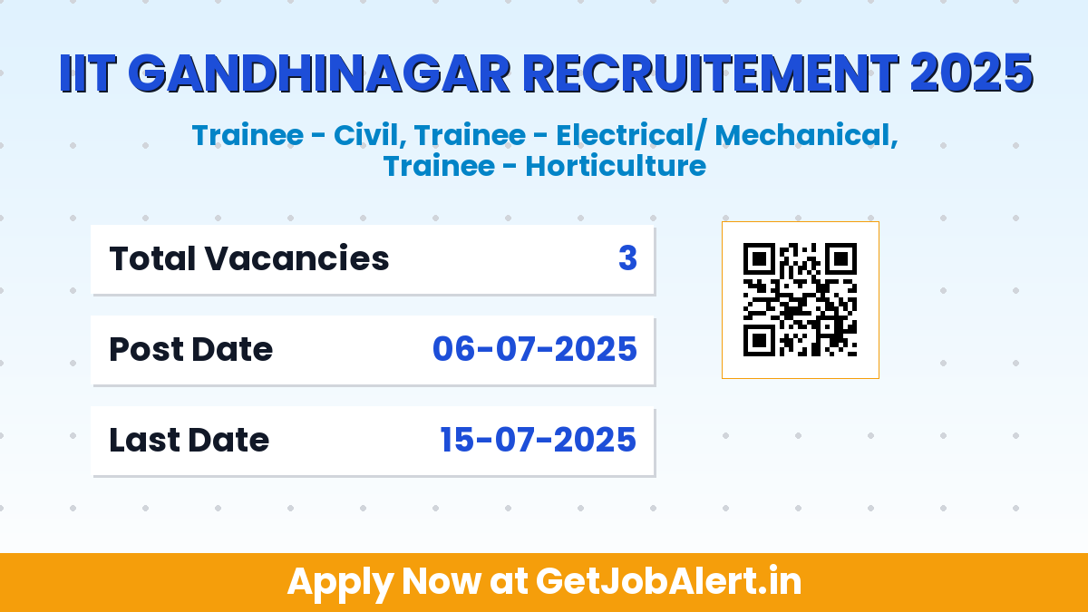 IIT Gandhinagar Trainee Recruitment 2025 - Apply Online for 3 Posts