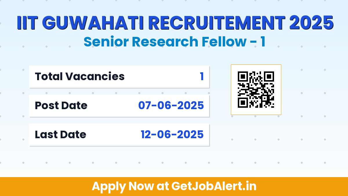 IIT Guwahati Senior Research Fellow Recruitment 2025 - Apply Offline for 01 Posts