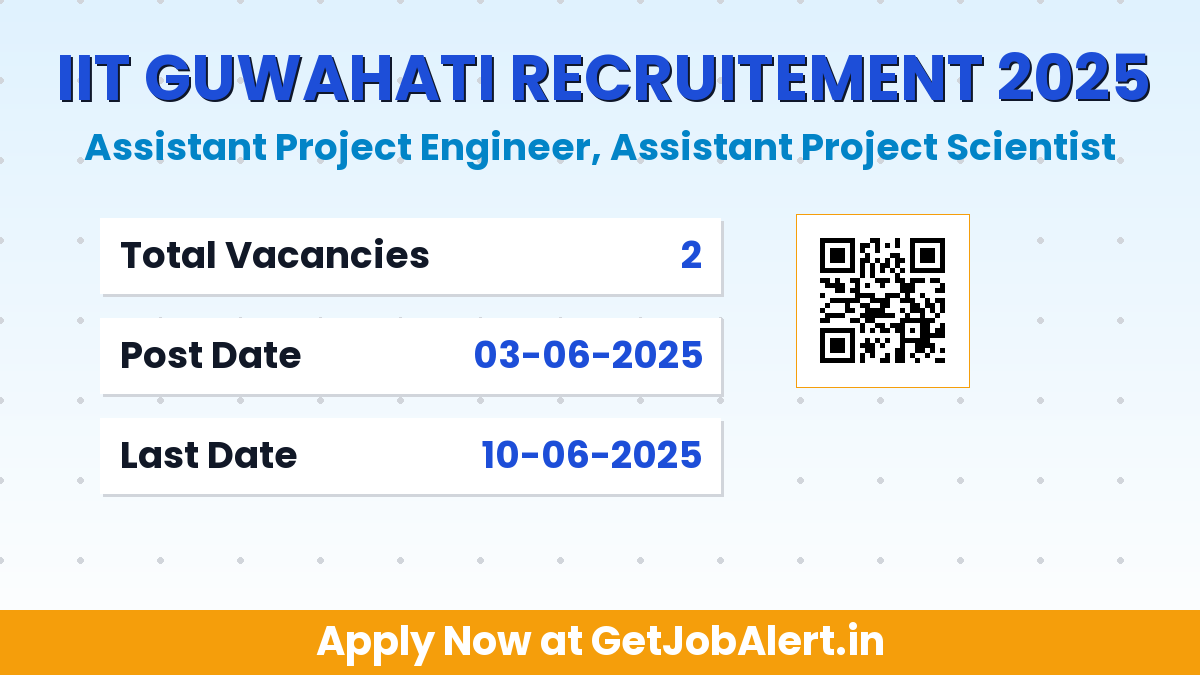 IIT Guwahati Recruitment 2025 - Apply Offline for 02 Assistant Project Engineer, Scientist Posts