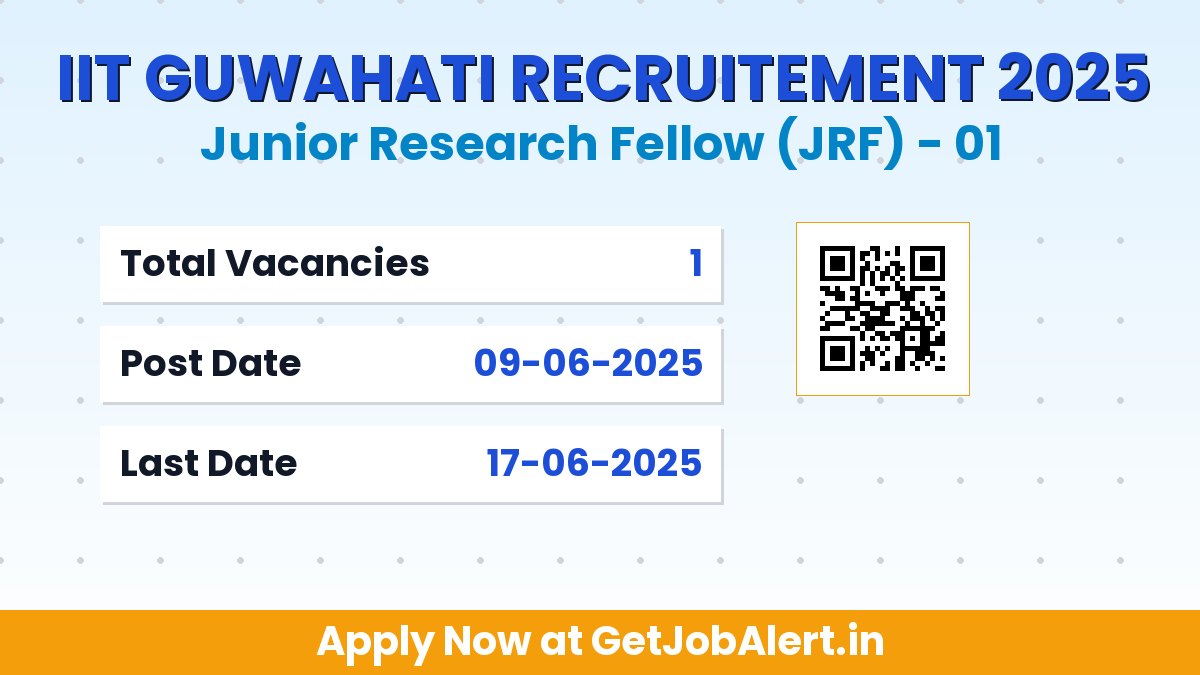 IIT Guwahati Junior Research Fellow Recruitment 2025 - Apply Offline for 01 Posts Before June 17