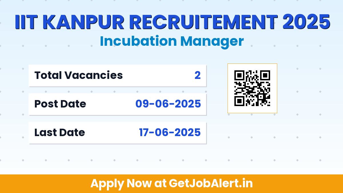 IIT Kanpur Incubation Manager Recruitment 2025 - Apply Online for 02 Posts Before June 17
