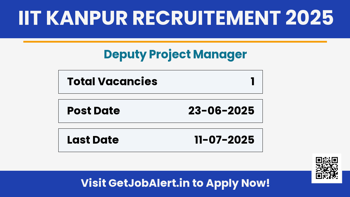 IIT Kanpur Deputy Project Manager Recruitment 2025 - Apply Offline for 01 Posts