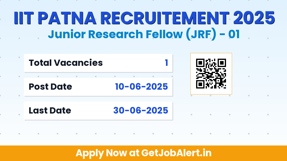 IIT Patna JRF Recruitment 2025 - Apply Offline for 01 Posts