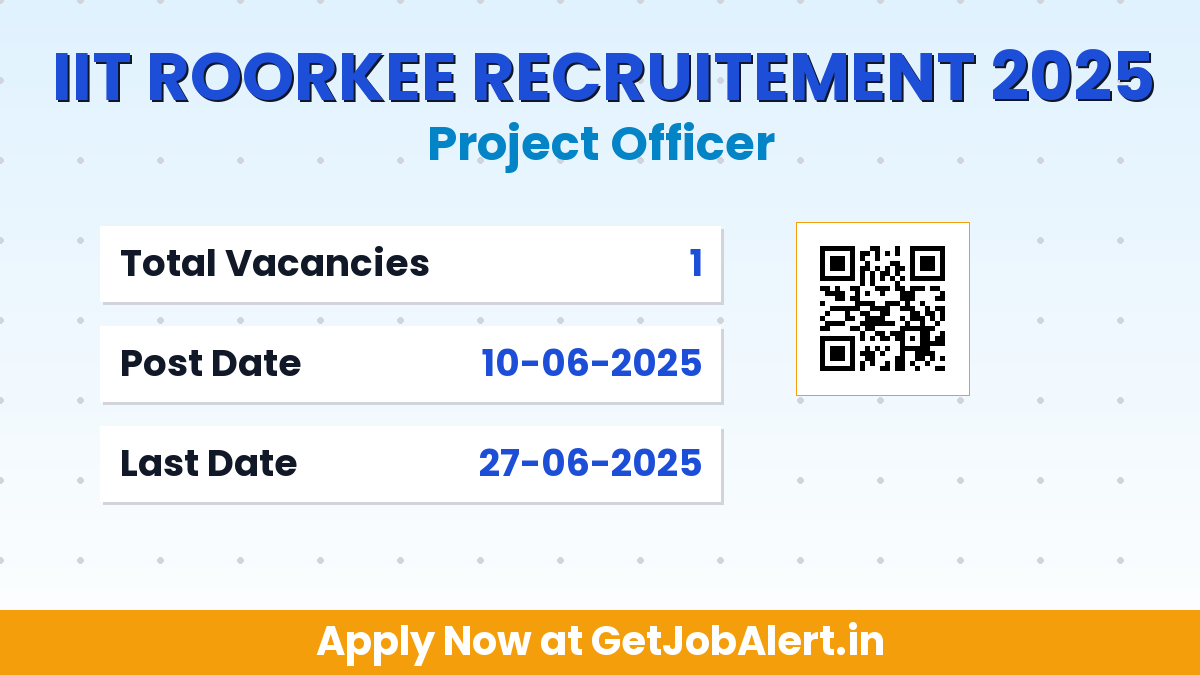 IIT Roorkee Project Officer Recruitment 2025 - Apply Offline for 01 Posts