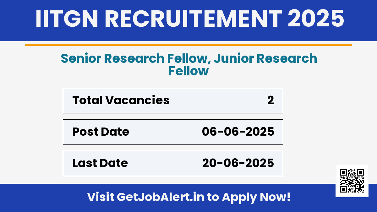 IIT Gandhinagar JRF/SRF Recruitment 2025 - Apply Online for 02 Posts