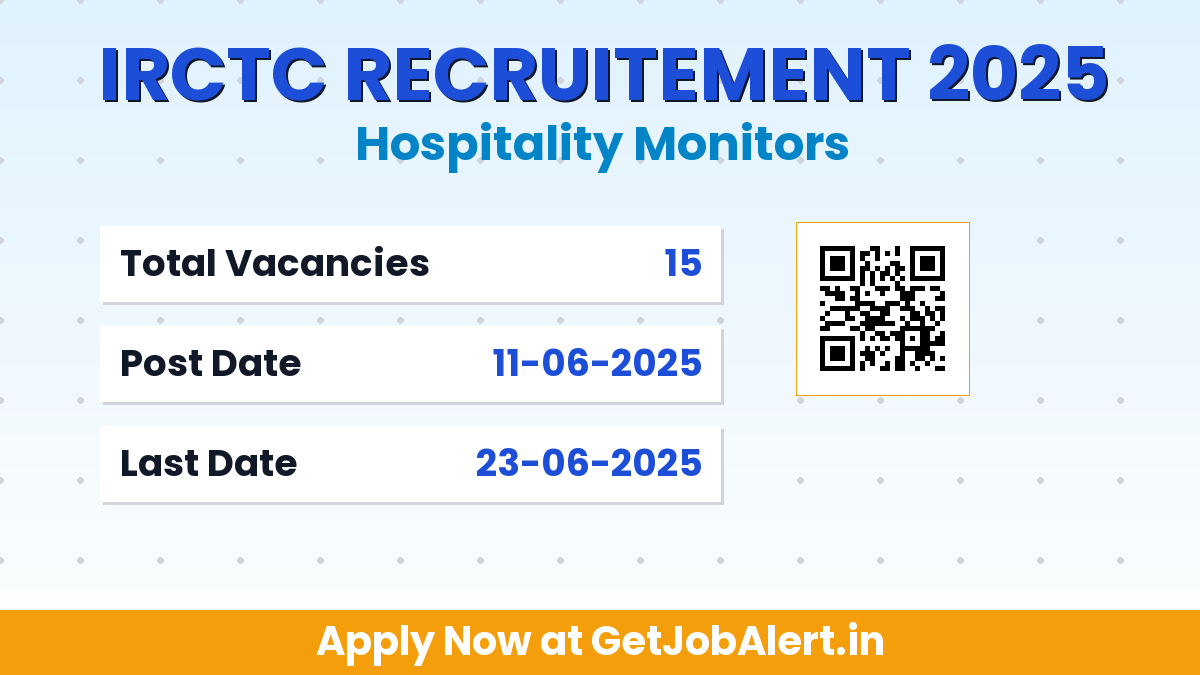 IRCTC Hospitality Monitors Recruitment 2025 - Apply Offline for 15 Posts Before June 23