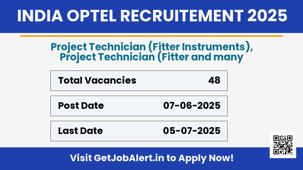 India Optel Project Technician Recruitment 2025 - Apply Offline for 48 Posts